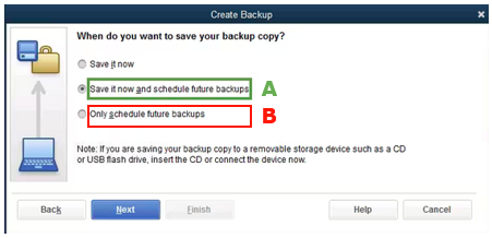 Save it Now and schedule future backups option