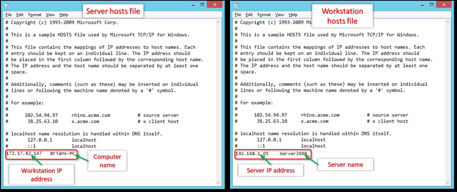 Server and Workstation host file