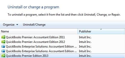 Uninstall or Change program