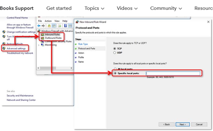 inbound and outbound rules Window