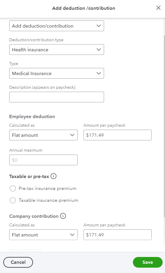 Add deduction/contribution window