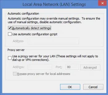 Advanced Connection Settings and select LAN settings