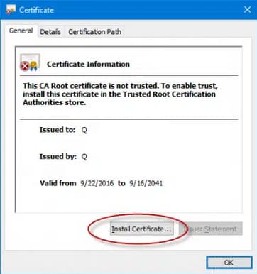 Install Certificate