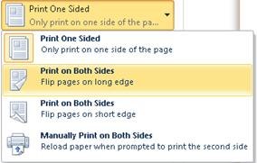 Printer settings to Print One-sided