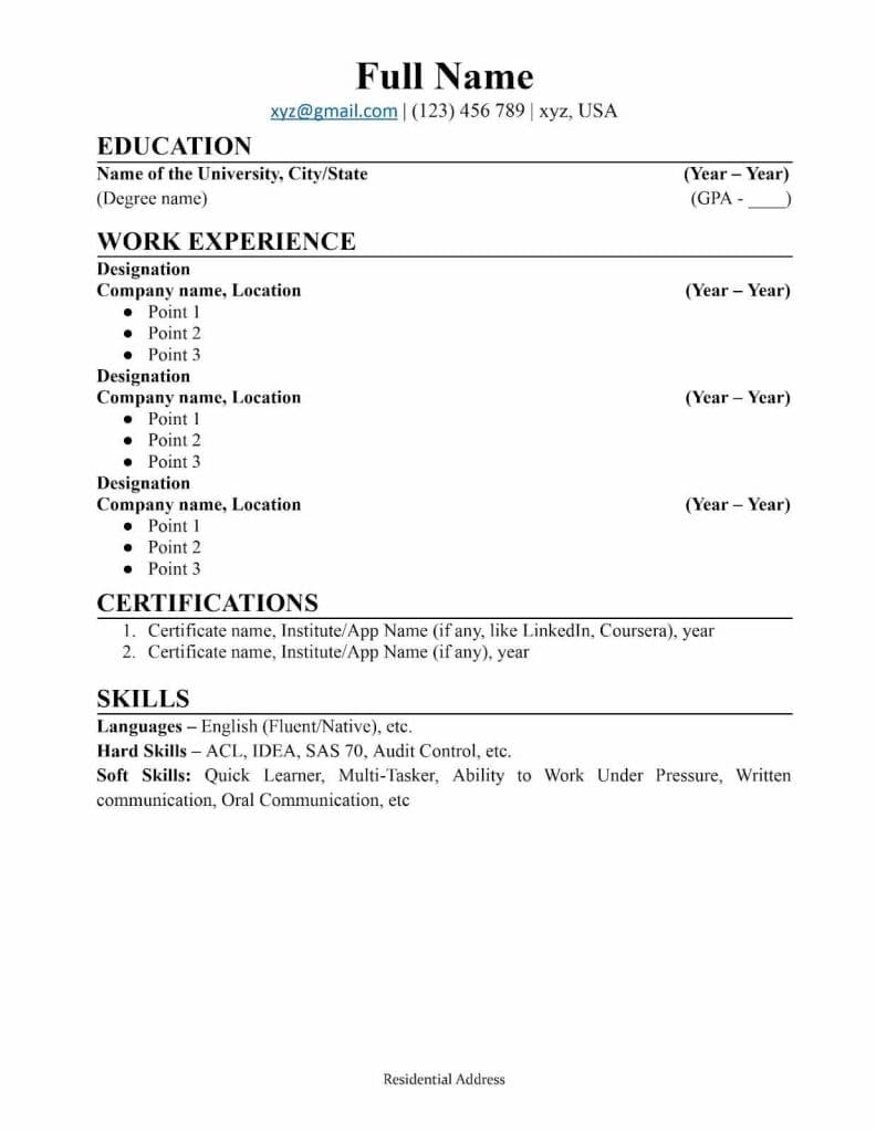 Resume Template Resume Template