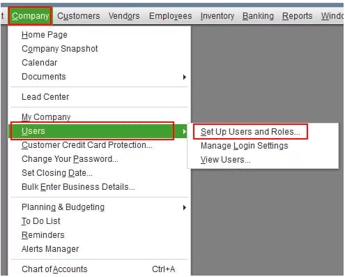 Set Up User and Roles option