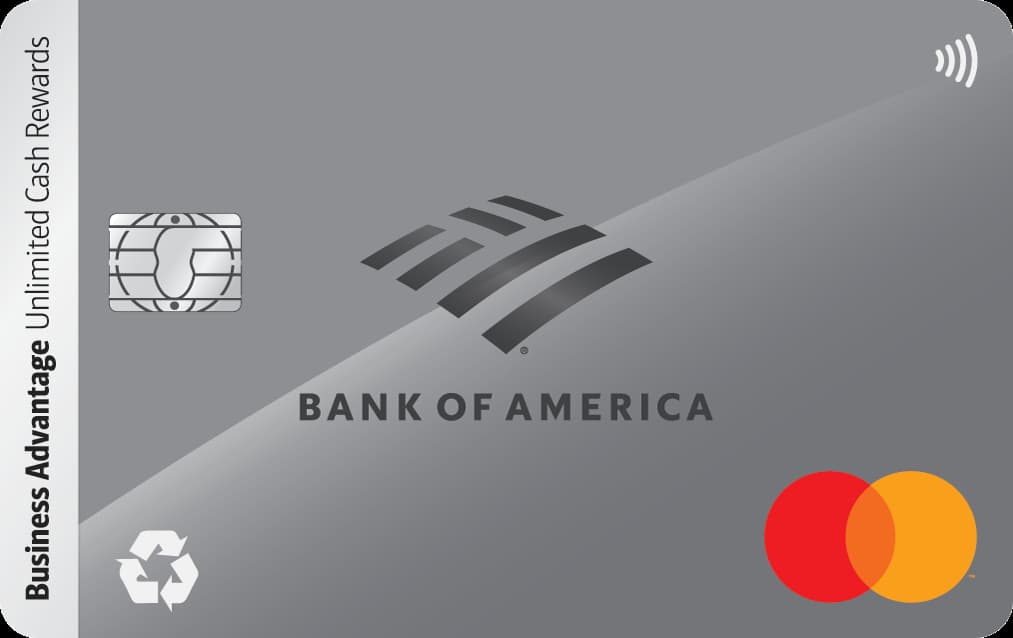 Business Advantage Unlimited Cash Rewards – Simple 1.5% cashback on every purchase Bank of America Business Advantage Unlimited Cash Rewards Mastercard, providing 1.5% unlimited cashback on all purchases