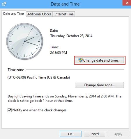 Step 2 – Change system date and time settings to resolve QuickBooks Enterprise payroll update issues. Clicking on the “Change Date and Time” option in the Windows settings panel as part of troubleshooting payroll update errors in QuickBooks Enterprise.