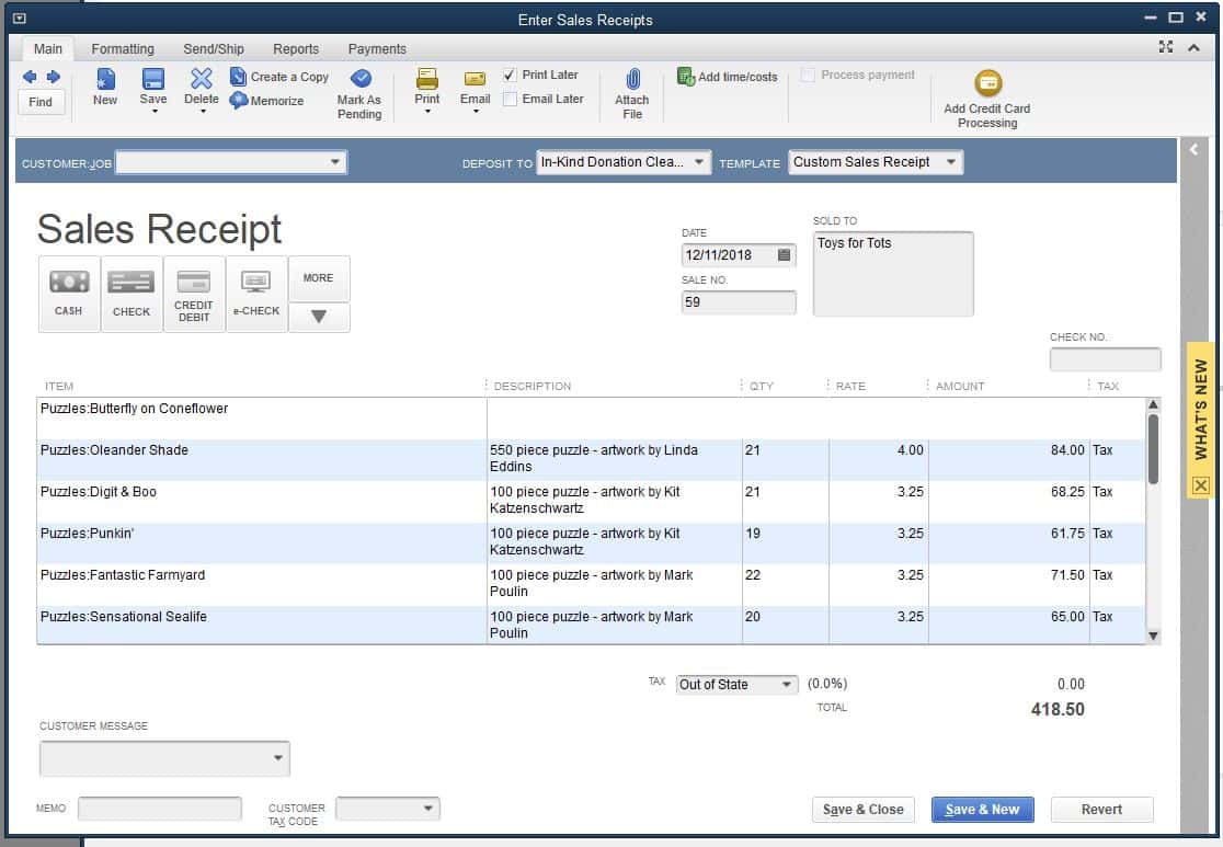 Enter a Sales Receipt for Recording Donations in QuickBooks Entering a sales receipt in QuickBooks to document a donation received without expecting payment