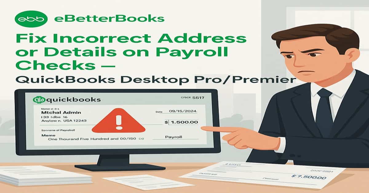 How to Fix Incorrect Address or Details on Printed Payroll Checks in QuickBooks Desktop Pro/Premier