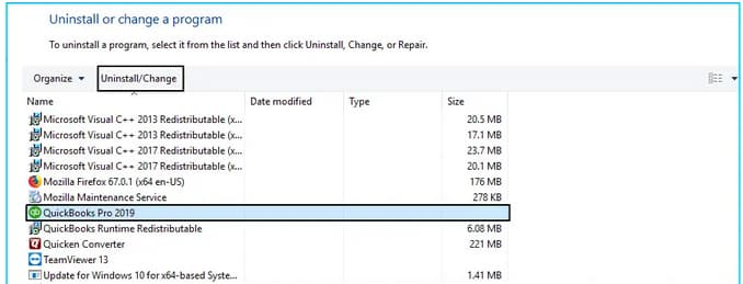 Reinstall QuickBooks Desktop to fix printing errors in payroll forms or reports. Step in troubleshooting QuickBooks printing issues — the option to reinstall QuickBooks Desktop from the control panel to resolve payroll form or report printing problems.