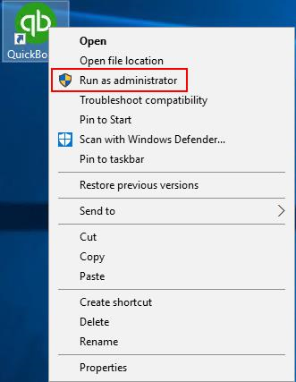 Run QuickBooks as Administrator to Fix Payroll Update Errors. A user right-clicking the QuickBooks desktop icon and selecting "Run as administrator" from the context menu to troubleshoot payroll update errors in QuickBooks Enterprise.