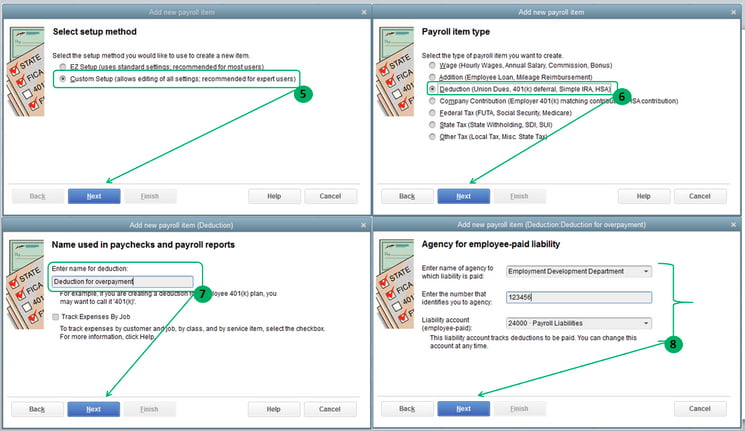 Select the "Finish" icon to finalize payroll or W-4 corrections in QuickBooks Desktop Enterprise. The "Finish" icon on the QuickBooks Desktop interface to complete W-4 or payroll information correction for an employee.