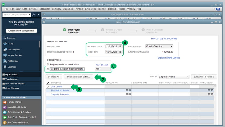 Step 1: Choose 'Handwrite & Assign check numbers' and input the check number manually in QuickBooks Desktop Enterprise. Select the 'Handwrite & Assign check numbers' option and enter the desired check number in QuickBooks Desktop Enterprise Payroll settings.