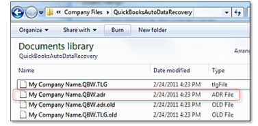 Delete the .adr extension from the company file to fix missing or blank check transactions in QuickBooks Desktop 2024. Screenshot showing the process of deleting the .adr extension from a QuickBooks company file to help resolve missing or blank check transactions in QuickBooks Desktop 2024.