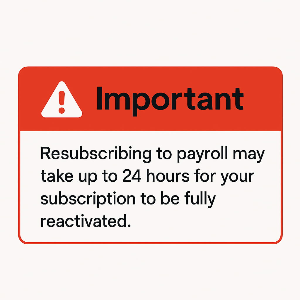 Get Payroll Tax Table Updates – Reactivating payroll in QuickBooks Desktop 2024 may take up to 24 hours to process. Illustration showing instructions to get Payroll Tax Table Updates in QuickBooks Desktop 2024, including a note that reactivating payroll may take up to 24 hours even if the subscription is active.