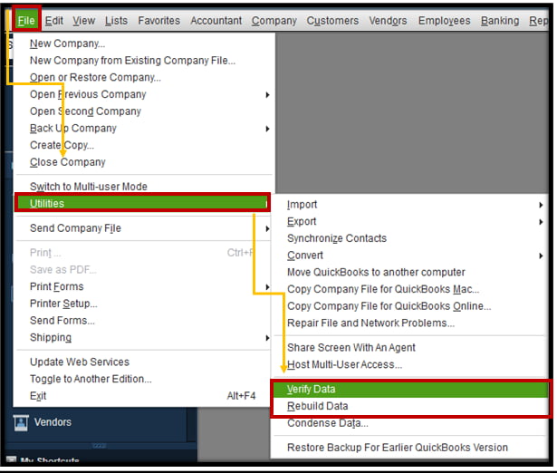 Steps to Verify Company Data and Resolve Transaction Errors in QuickBooks Desktop Pro 2024. Verify Company Data in QuickBooks Desktop Pro 2024: Navigate to Window, select Close All, then go to the File menu, choose Utilities, and click Verify Data to fix transaction errors.