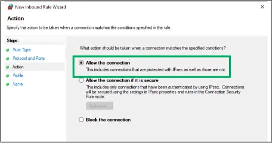Allow the connection Allow the Connection