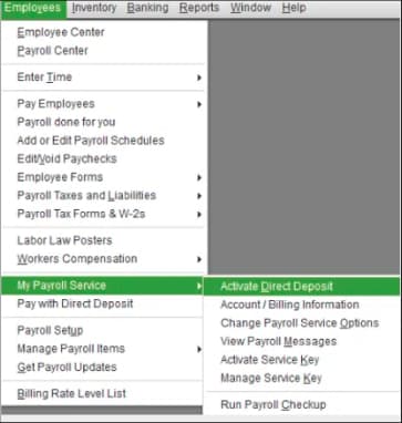Employees → My Payroll Service → Activate Direct Deposit Employees → My Payroll Service → Activate Direct Deposit