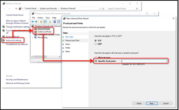 Open Windows Firewall Advanced Settings Open Windows Firewall Advanced Settings