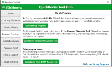 Run Quick Fix My Program Run Quick Fix My Program