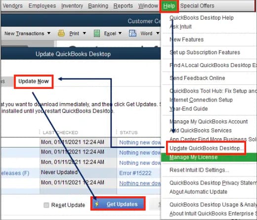 Update QuickBooks Desktop select Update QuickBooks Desktop