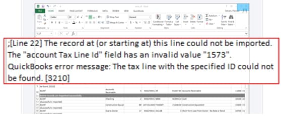 Search for QuickBooks ERROR in Excel