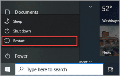 Steps to restart your PC on Windows 10 by selecting Start, Power, and Restart. Windows 10 screen showing steps to restart a computer system. The user selects the Start menu, clicks the Power button, and then chooses Restart to reboot the PC