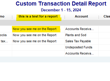 custom field as a column in Report