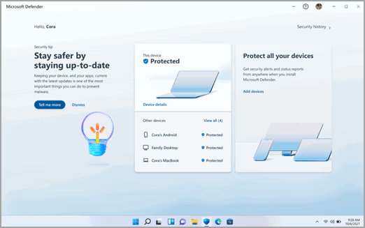 Microsoft Defender dashboard