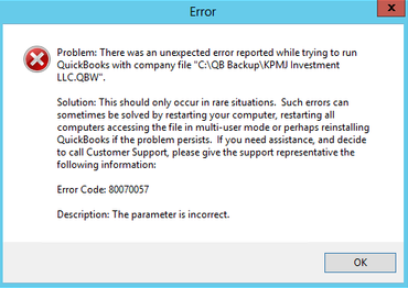 QuickBooks Error 80070057