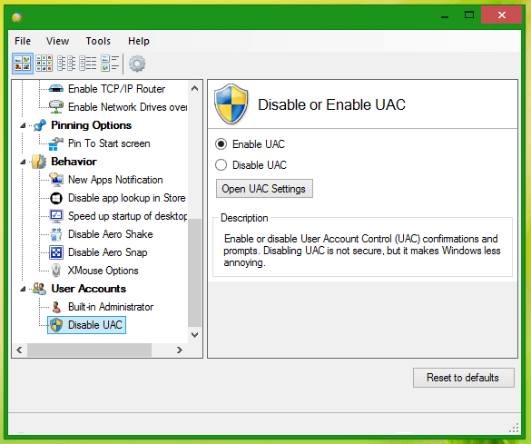 Turn Off User Account Control