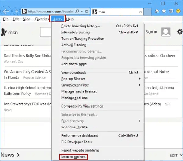 Change Internet Settings