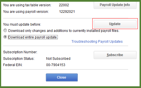 Download Entire Payroll Update