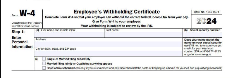 QuickBooks W‑4 payroll form