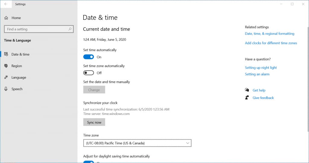 set the date and time automatically
