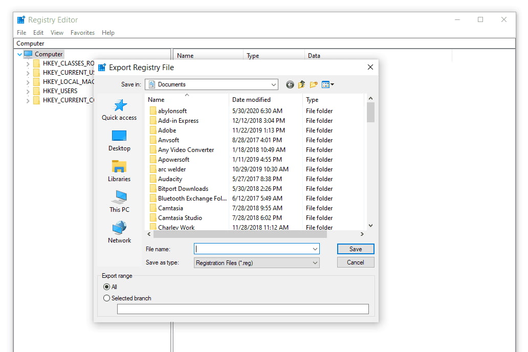 Enter a name for the backup file in the File name field.