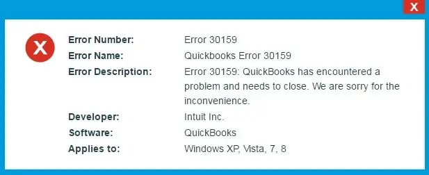 Error 30159: Payroll Error – QuickBooks has encountered a problem