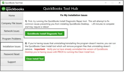Installation Issues → QuickBooks Install Diagnostic Tool
