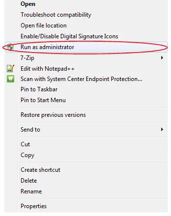 Right‑click and choose Run as Administrator.