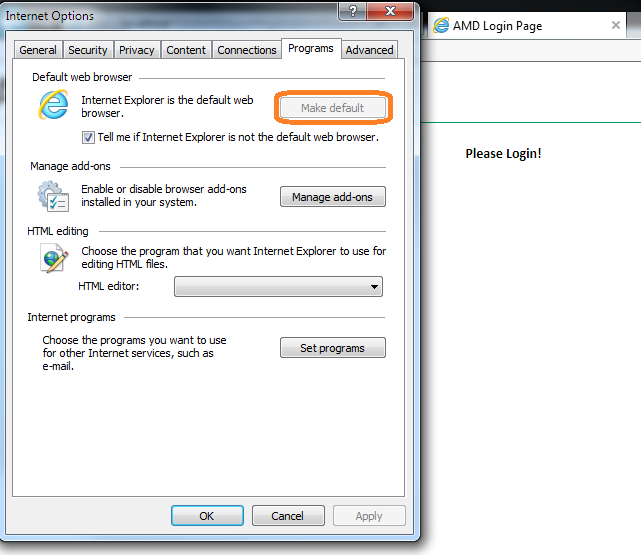 Select the Programs tab, and click Make default.