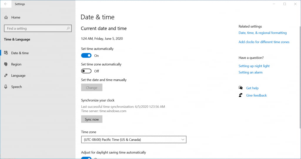 Set time automatically