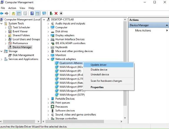 Device Manager showing pending graphics driver update