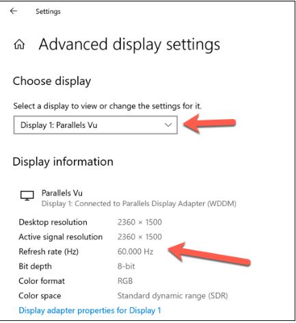 Windows Monitor properties showing color depth dropdown set to True Color