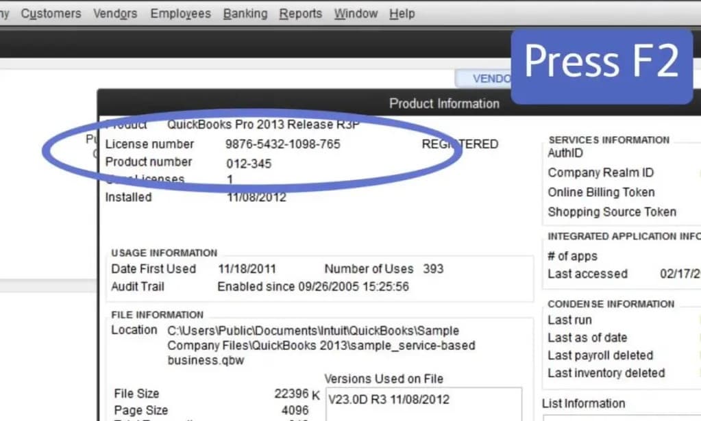 Product Information window