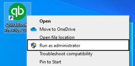 QuickBooks setup file and select Run as administrator