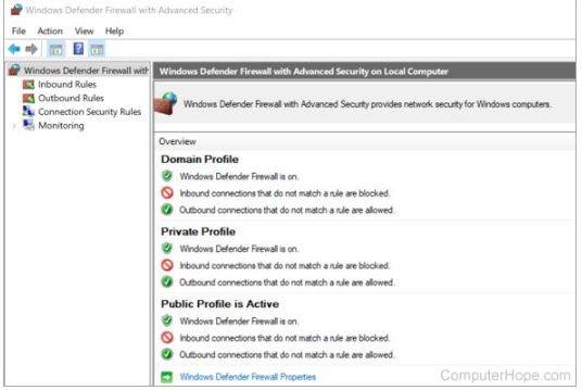 Open Windows Defender Firewall settings.